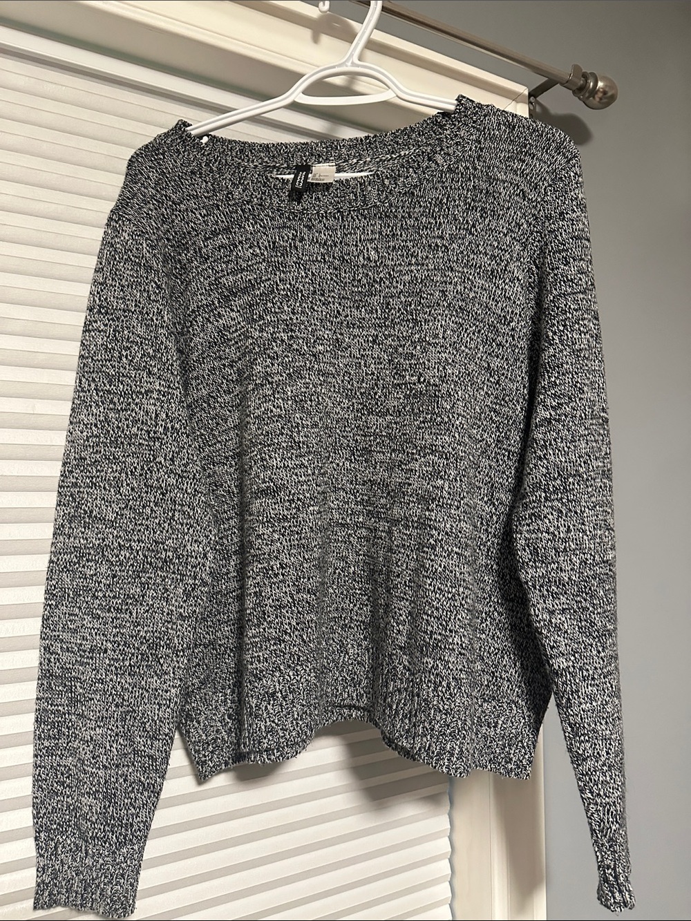 H&M Black and White Marled Crewneck Sweater